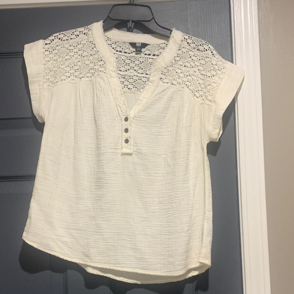 Frye Tops - Frye Cream Crochet Accent Blouse